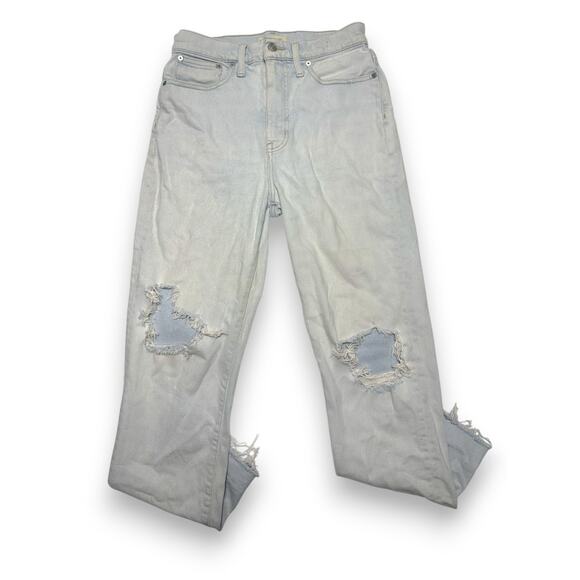 Madewell Distressed Light Wash Raw Hem Jeans Size 30 - Picture 4 of 13